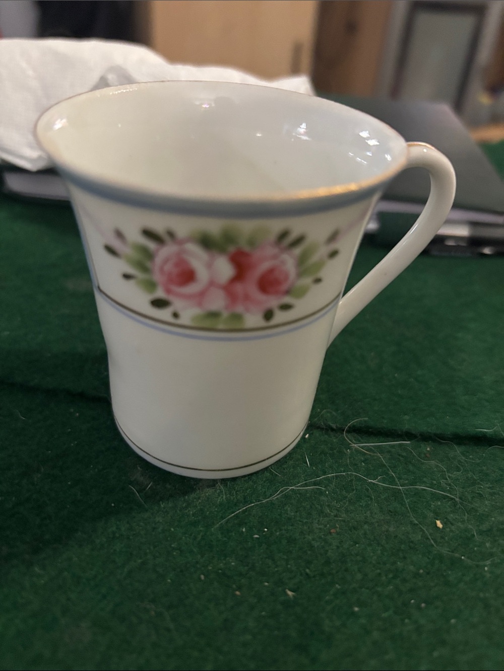 Vintage Floral Porcelain Nippon Demitasse Cup Hand Painted Flower With Gold Trim